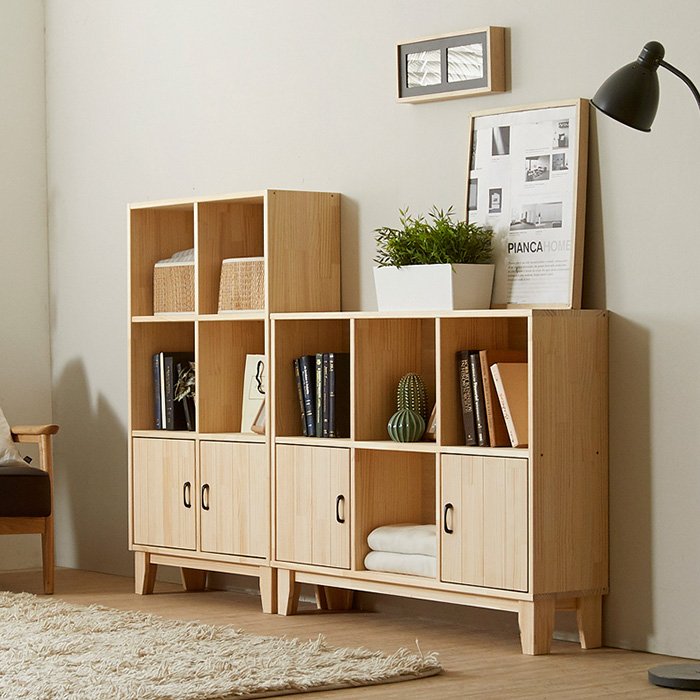 네시스 쏘론 가로세로 원목 책장 1050_도어형 GM268C